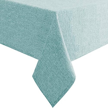 Hiasan Faux Linen Rectangle Tablecloth Wrinkle and Stain Resistant Washable Table Cloth for Kitchen Dining Room Holiday Table Cover for Party Dinner Aqua 90 x 156 Inch