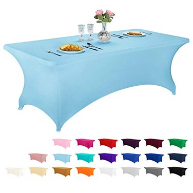 LZY Spandex Fitted Stretch Table Cover for 6 ft or 4ft or 8ft Folding Table Rectangular Cocktail Tablecloth Perfect for Party or Banquet