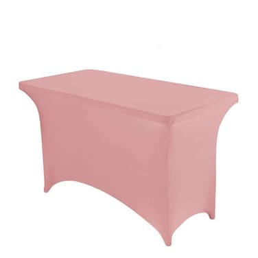 Peomeise 4FT Spandex Table Cover Rectangular Stretch Spandex Tablecloth Dusty Rose4FT