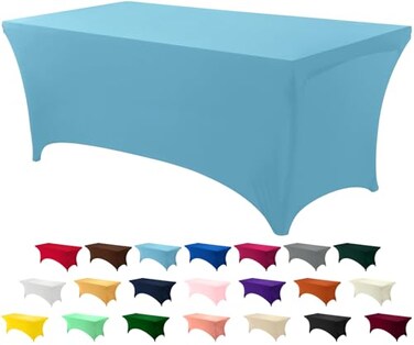 Utopia Kitchen Spandex Tablecloth 1 Pack 6FT Blue Mist Tight Fitted Washable and Wrinkle Resistant Stretch Rectangular Patio Table Cover for Event Wedding Banquet Parties 72Lx30Wx30H Inch