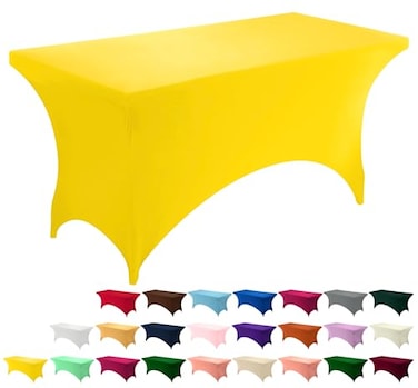 Utopia Kitchen Spandex Tablecloth 1 Pack 6FT Yellow Tight Fitted Washable and Wrinkle Resistant Stretch Rectangular Patio Table Cover for Event Wedding Banquet Parties 72Lx30Wx30H Inch