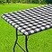 Smiry Rectangle Picnic Table Cloth Elastic Waterproof Fitted Vinyl Tablecloths Flannel Backed Buffalo Plaid Table Covers for Dining Camping Outdoor Black and White 30 x 48