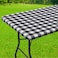 Smiry Rectangle Picnic Table Cloth Elastic Waterproof Fitted Vinyl Tablecloths Flannel Backed Buffalo Plaid Table Covers for Dining Camping Outdoor Black and White 30 x 48