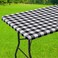 Smiry Rectangle Picnic Table Cloth Elastic Waterproof Fitted Vinyl Tablecloths Flannel Backed Buffalo Plaid Table Covers for Dining Camping Outdoor Black and White 30 x 48