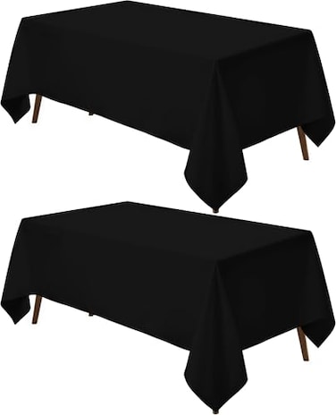 Utopia Kitchen Rectangle Table Cloth 2 Pack90x156 Inches Black Tablecloth Machine Washable Polyester Table Cover for Dining Buffet Parties Picnics Events Weddings and Restaurants