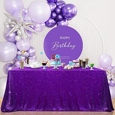 B-COOL BCOOL Purple Sequin Tablecloth 60x102 Inch Sparkly Kitchen Cloth Glitter Table Drape Overlay for Wedding Halloween Carnival Birthday Party Decorations