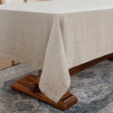 L Linen Linen World Linen Tablecloth100 French Linen Natural Tablecloth 132 x 90 InchWashable Rectangular Tablecloth for DiningOutdoorWeddings and RestaurantsDecorative Thanksgiving Christmas