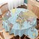 Yibeas Round Tablecloth World Map Vintage Global Blue Travel Map Tablecloth 60 inch for Small Round Tables