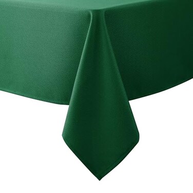 Biscaynebay Textured Fabric Christmas Rectangle Table Cloth 90x132 Inch Hunter Green Water Resistant Tablecloths for Dining Kitchen Wedding and Parties etc Machine Washable