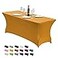 CWK 6FT Waterproof Stretch Spandex Table Cover for Rectangular Tables Elastic Fitted Tablecloth for Folding TablesWrinkle Resistant Table Cloth for Parties Weddings Banquets Events Gold