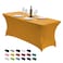 CWK 6FT Waterproof Stretch Spandex Table Cover for Rectangular Tables Elastic Fitted Tablecloth for Folding TablesWrinkle Resistant Table Cloth for Parties Weddings Banquets Events Gold