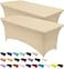 Utopia Kitchen Spandex Tablecloth 2 Pack 6FT Champagne Tight Fitted Washable and Wrinkle Resistant Stretch Table Cloth Rectangle Cover for Trade Show Weddings Parties 72Lx30Wx30H Inch