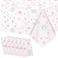Jecery 6 Pcs Winter Snowflake Tablecloth Party Decorations Winter Snowflake Wonderland Plastic Table Cover Cloth for Festive Gathering Party Supplies Pink