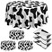 Oudain 6 Pcs 84 Cow Tablecloth Round Tablecloth Plastic Washable Table Cloth Black and White Disposable Stain Resistant Table Cover for Picnic Camping Party Xmas Kitchen Dining Table