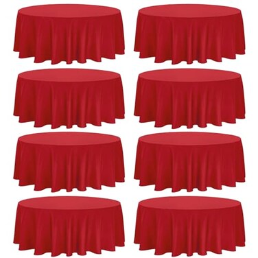 Fivenl 8 Pack Premium Round Tablecloth 108 Inch Red Round Table Covers Bulk Washable Polyester Fabric Round Table Clothes for Wedding Party Reception Banquet Buffet Restaurant Red 108 Inch