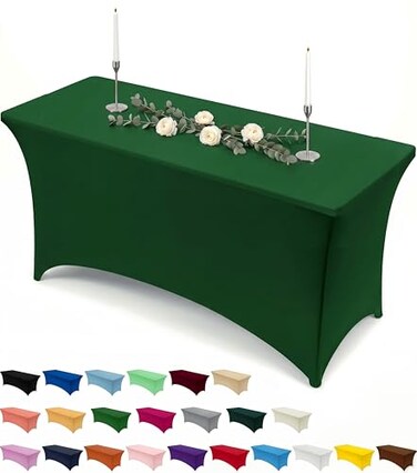 Utopia Kitchen Spandex Tablecloth 1 Pack6FT Emerald Green Tight Fitted Washable and Wrinkle Resistant Stretch Rectangular Patio Table Cover for Event Wedding Banquet Parties72Lx30Wx30H Inch