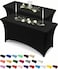 Utopia Kitchen Spandex Tablecloth 2 Pack 5FT Black Tight Fitted Washable and Wrinkle Resistant Stretch Table Cloth Rectangle Cover for Trade Show Weddings Parties 60Lx30Wx30H Inch