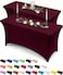 Utopia Kitchen Spandex Tablecloth 2 Pack 6FT Burgundy Tight Fitted Washable and Wrinkle Resistant Stretch Table Cloth Rectangle Cover for Trade Show Weddings Parties 72Lx30Wx30H Inch