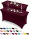 Utopia Kitchen Spandex Tablecloth 2 Pack 6FT Burgundy Tight Fitted Washable and Wrinkle Resistant Stretch Table Cloth Rectangle Cover for Trade Show Weddings Parties 72Lx30Wx30H Inch