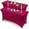 Utopia Kitchen Spandex Tablecloth 2 Pack 6FT Fuchsia Tight Fitted Washable and Wrinkle Resistant Stretch Table Cloth Rectangle Cover for Trade Show Weddings Parties 72Lx30Wx30H Inch