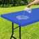 Smiry Rectangle Tablecloth Elastic Fitted Flannel Backed Vinyl Tablecloths for 6ft Folding Tables Waterproof Wipeable Table Covers for Indoor Outdoor Picnic and Camping Blue 30x72