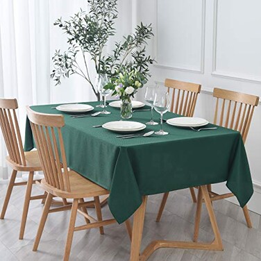 maxmill Textured Rectangular Tablecloth Water Resistance Antiwrinkle Spillproof Soft Jacquard Table Cloth for Dining Room Buffet Banquet Parties and Holiday Dinners 60 x 104 Inch Hunter Green