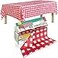 Smarty Kiddo Checkered Plastic Table Cloth Roll 54in X 100ft with Built in Cutter Box Table Cover for Party Picnic Events Tablecloths Disposable