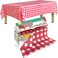 Smarty Kiddo Checkered Plastic Table Cloth Roll 54in X 100ft with Built in Cutter Box Table Cover for Party Picnic Events Tablecloths Disposable