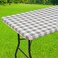 Smiry Rectangle Picnic Table Cloth Elastic Waterproof Fitted Vinyl Tablecloths Flannel Backed Buffalo Plaid Table Covers for Dining Camping Outdoor White and Khaki 30 x 72