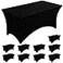 Fixwal 10 Pack 8Ft Black Table Cover Spandex Fitted Tablecloths Rectangle WrinkleFree and Stretch Folding Table Cloth for Banquet Wedding Party Trade Show