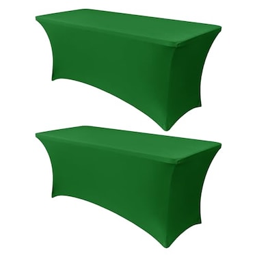 Obstal 6ft Stretch Spandex Table Cover for Standard Folding Tables Universal Rectangular Fitted Tablecloth Protector for Wedding Banquet and Party 72L x 30W x 30H Inches Emerald Green 2pc