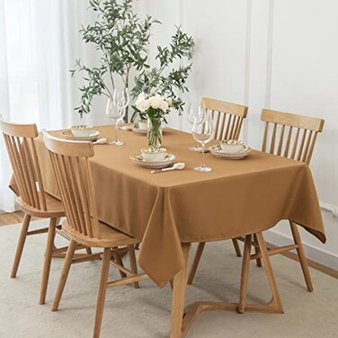 maxmill Textured Rectangular Tablecloth Water Resistance Antiwrinkle Spillproof Soft Jacquard Table Cloth for Fall Harvest Thanksgiving Parties and Holiday Dinners 60 x 104 Inch Amber Bronze