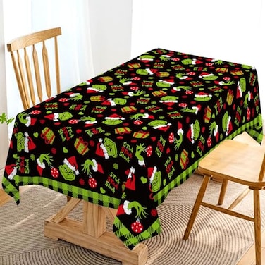 Hafangry Merry Christmas Tablecloth Buffalo Plaid Xmas Green Elf Winter Holiday Party Decoration Rectangular Kitchen Dining Room Home Decor 6084inches