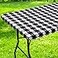 Spotjoy Rectangle Vinyl Table Cloth Waterproof Elastic Fitted Tablecloth with Flannel Backing Plastic Table Cover for Picnic Camping Outdoor Black White 30x72