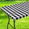 Spotjoy Rectangle Vinyl Table Cloth Waterproof Elastic Fitted Tablecloth with Flannel Backing Plastic Table Cover for Picnic Camping Outdoor Black White 30x72