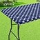 misaya Rectangle Vinyl Table Cloth Elastic Fitted Tablecloth with Flannel Backing Waterproof Plastic Table Cover Fits 6 Foot Folding Tables for Picnic Camping Indoor and Outdoor Navy 30 x 72