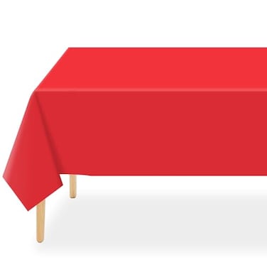 QIKSION Red Plastic Table Cloth Disposable 2 Pack 54 x 108 Inch Tablecloths for Valentines Mothers Day Birthday Party Christmas Decorations Rectangle Table Cover