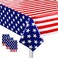 RCFFDL 3 Pack American Flag Tablecloth 54 x 108 Disposable Plastic Table Covers for Columbus Day 4th of July Decoration