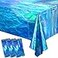 Hallswl 3 Pcs Iridescent Waves Tablecloths Disposable Plastic Ocean Blue Table Cloth Rectangle Table Covers for Under the Sea Beach Surf Pool Party Birthday Party Decorations 54 x 108 Inch