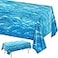 Oigco 3 Pieces Ocean Waves Tablecloth 54 x 108 Inch Water Print Plastic Table Cover Ocean Party Table Cloths for Beach Pool Birthday Under The Sea Party Decorations Supplies