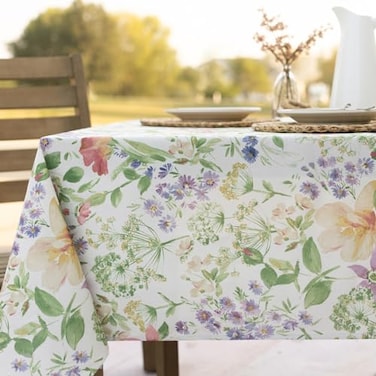 Benson Mills Floral SpringSummer Durable Heavyweight Fabric Indoor Outdoor Tablecloth Washable Table Cloth for Rectangle Tables PicnicPatio Table Covers 52 x 70 Rectangular Antonia