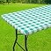 Smiry Rectangle Picnic Table Cloth Elastic Waterproof Fitted Vinyl Tablecloths Flannel Backed Buffalo Plaid Table Covers for Dining Camping Outdoor White and Green 30 x 72