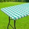 Smiry Rectangle Picnic Table Cloth Elastic Waterproof Fitted Vinyl Tablecloths Flannel Backed Buffalo Plaid Table Covers for Dining Camping Outdoor White and Green 30 x 72