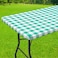 Smiry Rectangle Picnic Table Cloth Elastic Waterproof Fitted Vinyl Tablecloths Flannel Backed Buffalo Plaid Table Covers for Dining Camping Outdoor White and Green 30 x 72