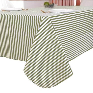Walrus Heavy Duty Vinyl Tablecloth with Flannel Backing Waterproof OilProof Plastic Table Cloth StainResistant Wipeable Rectangle or Square Table Cover for Indoor and Outdoor Stripe 52X70 Inch