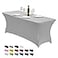 CWK 4FT Waterproof Stretch Spandex Table Cover for Rectangular Tables Elastic Fitted Tablecloth for Folding TablesWrinkle Resistant Table Cloth for Parties Weddings Banquets Events Silver