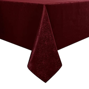 Wekwch Tablecloth Burgundy Jacquard Rectangle Table Cloth 54 X 84 Inch Water Resistant and Wrinkle Free Table Cover for OutdoorIndoorPartyWeddingDining Room