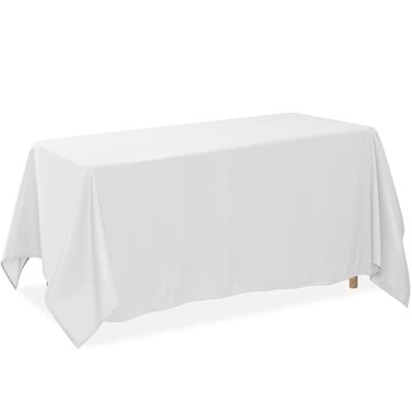 Lann's Linens Lanns Linens 90 x 132 Inch Rectangular Tablecloth Washable Polyester Fabric Table Cloth for Dining Tables Parties Restaurants Weddings White
