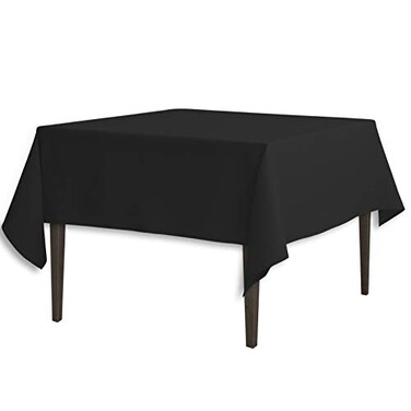 LTC LINENS LinenTablecloth 70Inch Square Polyester Tablecloth Black