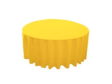 LA Linen Polyester Poplin Washable Round Tablecloth Stain and Wrinkle Resistant Table Cover 120 Fabric Table Cloth for Dinning Kitchen Party Holiday 120Inch Yellow Light TCpop120RLghtyellow399